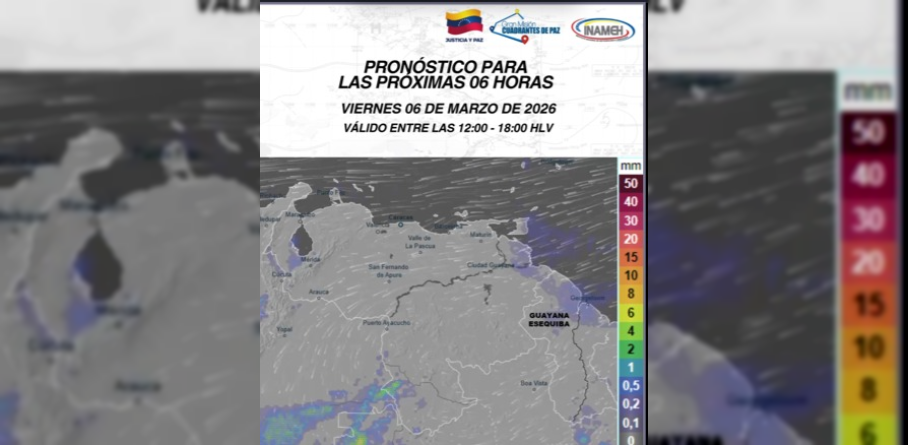INAMEH PREVÉ LLUVIAS Y NUBOSIDAD EN GRAN PARTE DEL PAÍS PARA LA TARDE DE ESTE VIERNES