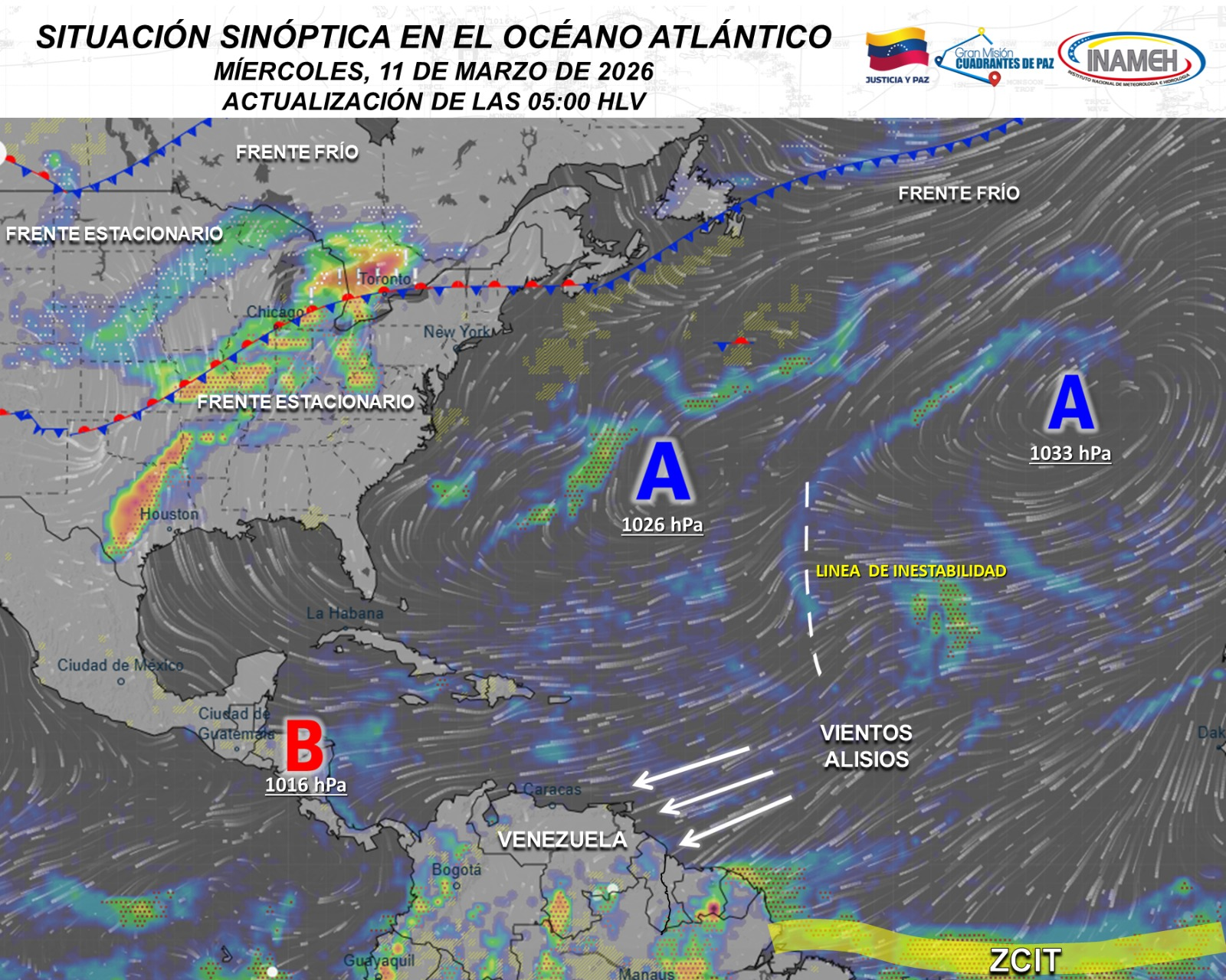 INAMEH REPORTA ESTABILIDAD ATMOSFÉRICA EN LA MAYOR PARTE DEL TERRITORIO NACIONAL