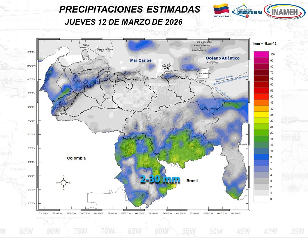 INAMEH REPORTA PRESENCIA DE POLVO SAHARIANO Y PRECIPITACIONES DISPERSAS EN EL TERRITORIO NACIONAL
