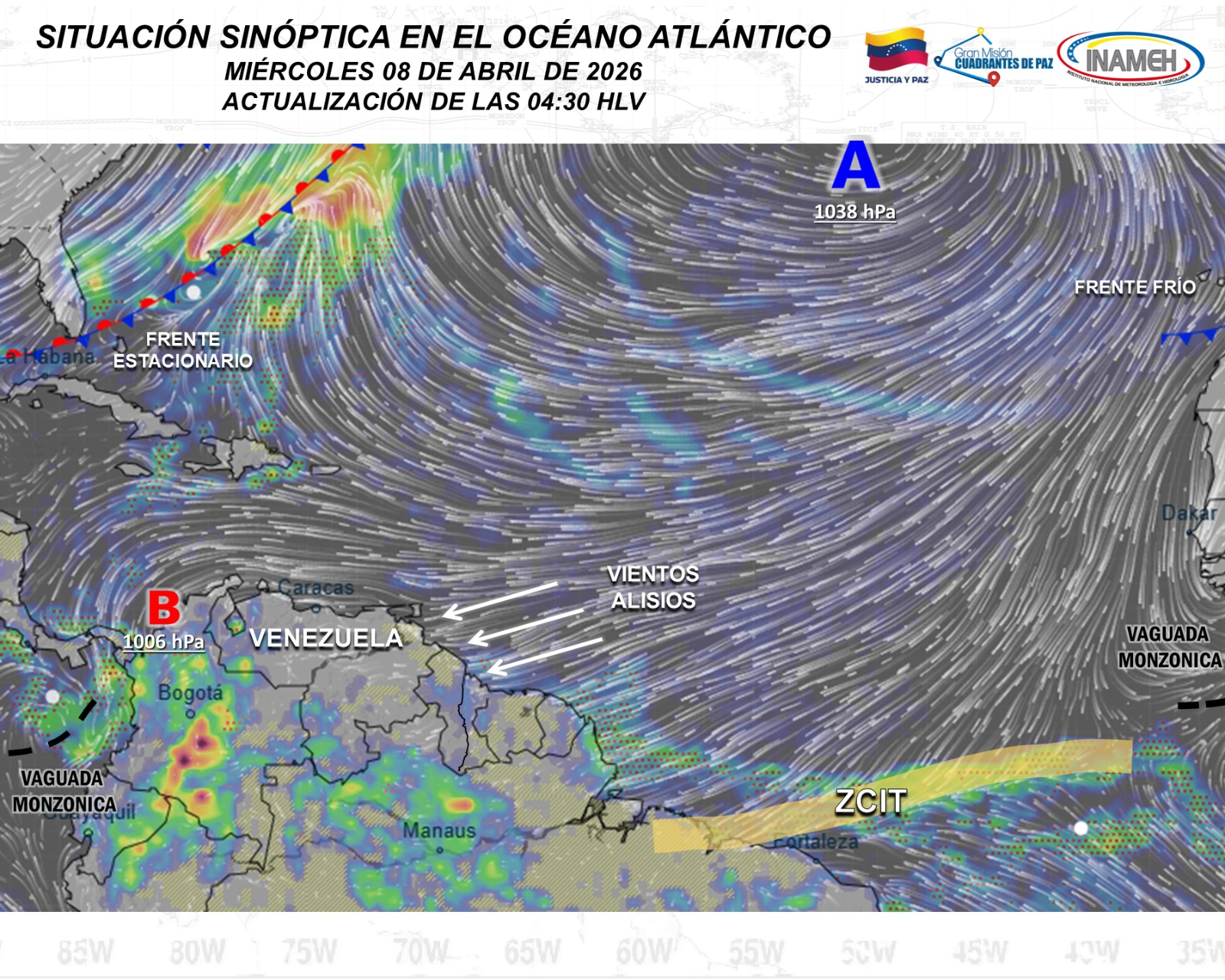 REPORTE METEOROLÓGICO: NUBOSIDAD Y PRECIPITACIONES DOMINAN LA JORNADA DE ESTE MIÉRCOLES