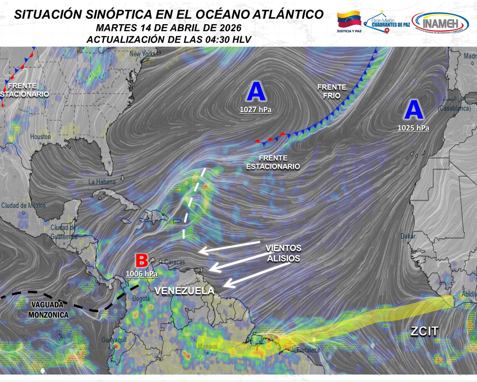 INAMEH INFORMA PRECIPITACIONES DE INTENSIDAD VARIABLE PARA LA JORNADA NACIONAL