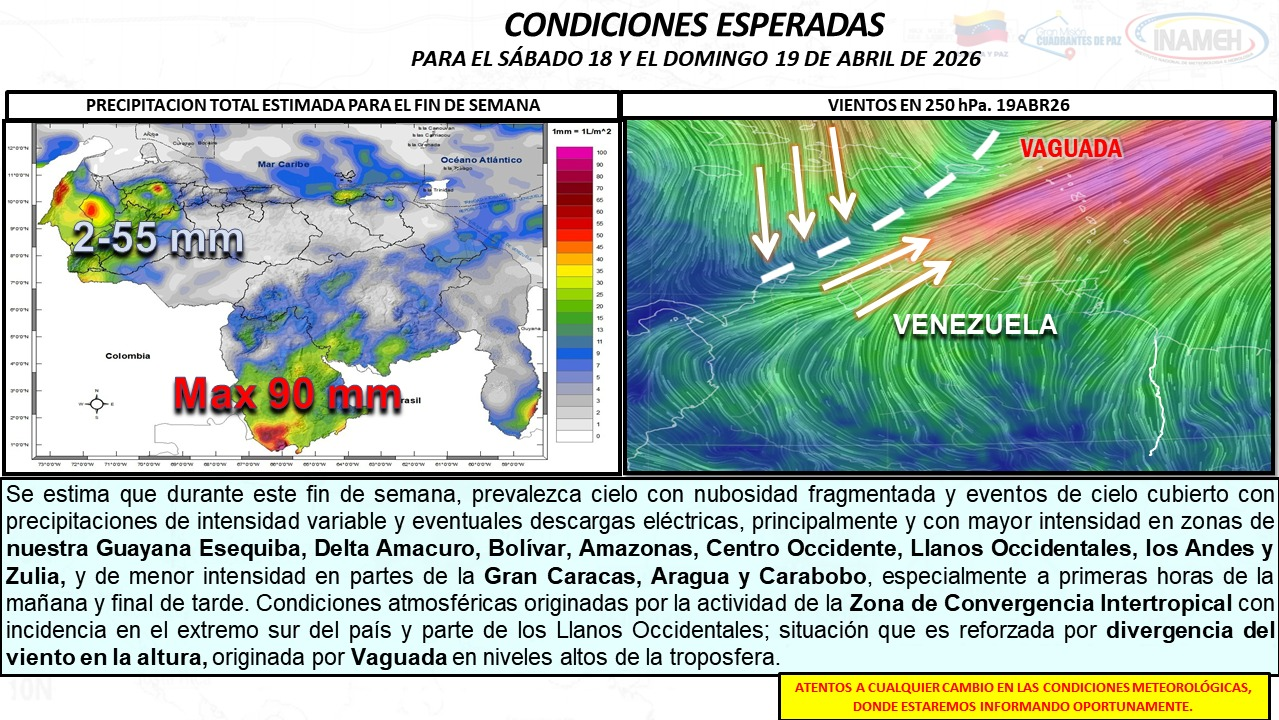 Imagen de VENEZUELA CONTARÁ CON UN FIN DE SEMANA DE LLUVIAS EN GRAN PARTE DEL PAÍS