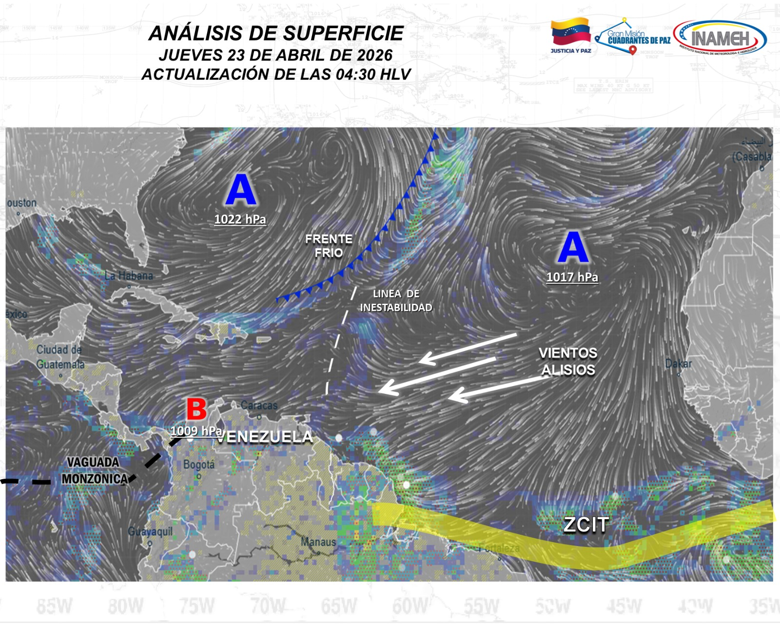 Imagen de INAMEH PREVÉ CONDICIONES DE NUBOSIDAD Y PRECIPITACIONES DE INTENSIDAD EN EL PAÍS