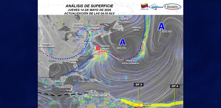 INAMEH: SE PREVÉN NUBOSIDAD Y LLUVIAS EN GRAN PARTE DEL PAÍS