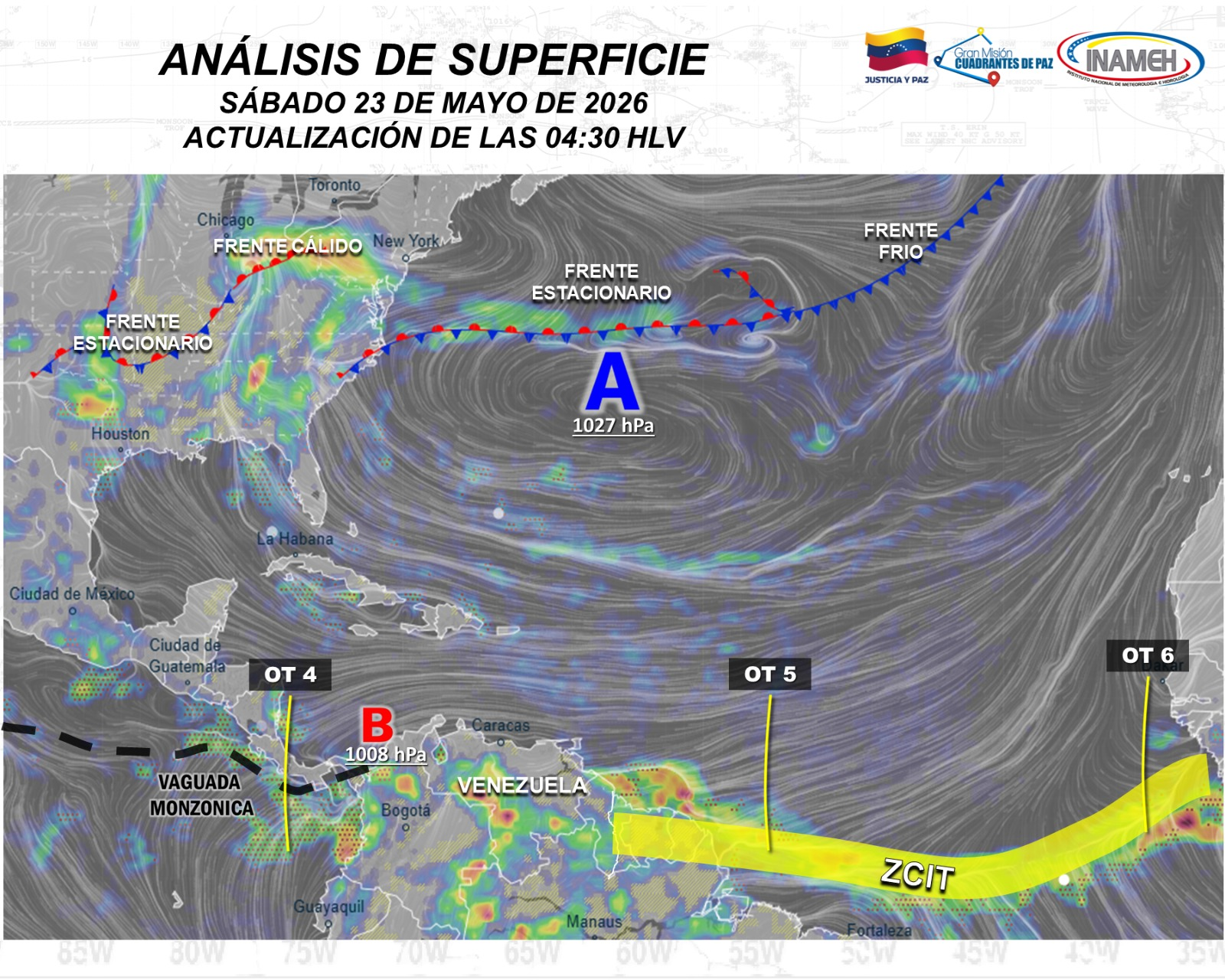 INAMEH PREVÉ NUBOSIDAD ACOMPAÑADA DE PRECIPITACIONES EN EL TERRITORIO NACIONAL