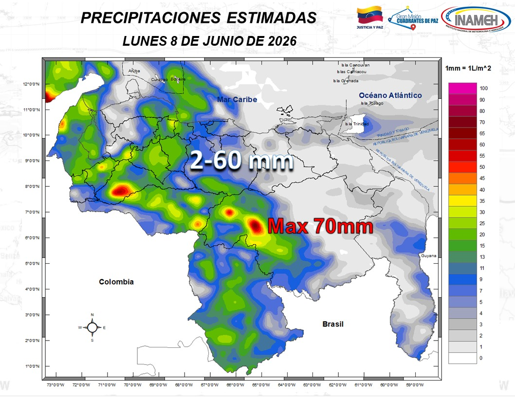 Imagen de INAMEH PREVÉ LLUVIAS Y ACTIVIDAD ELÉCTRICA EN GRAN PARTE DEL PAÍS ESTE LUNES