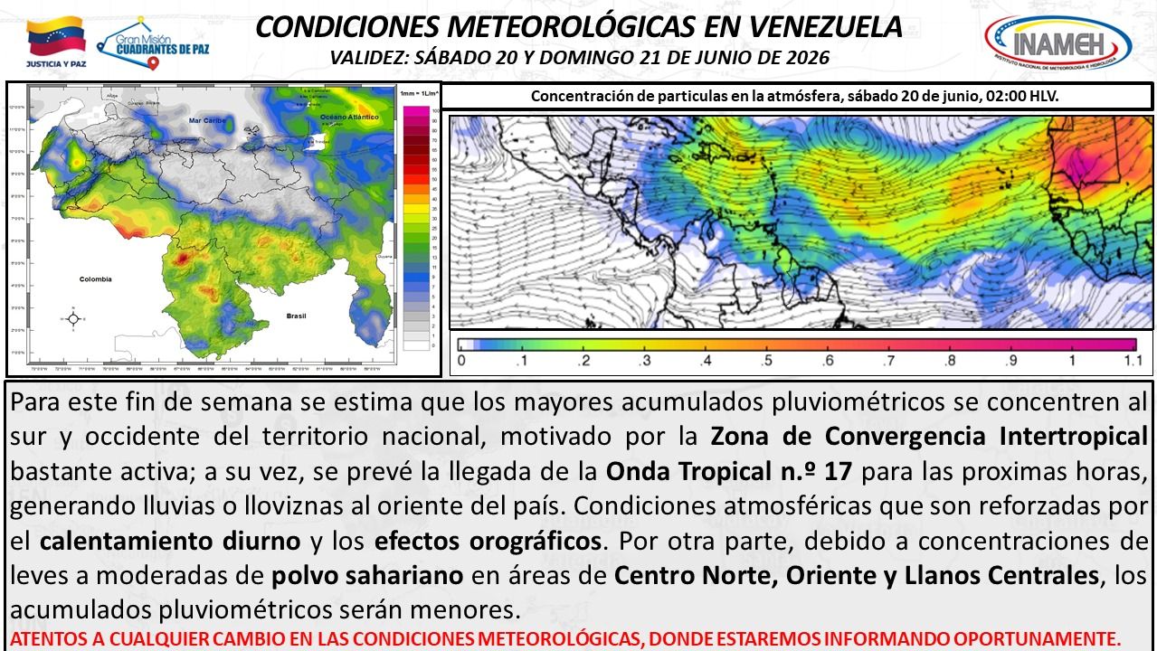 Imagen de INAMEH: ONDA TROPICAL N° 17 SE APROXIMA AL ORIENTE DEL PAÍS Y PREVÉ LLUVIAS EN EL TERRITORIO