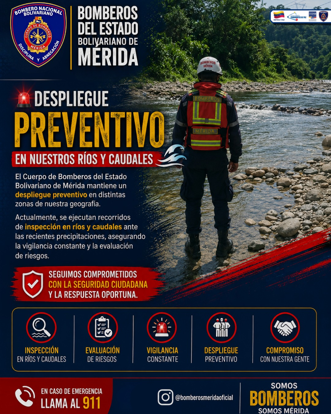 BOMBEROS DE MÉRIDA MANTIENEN VIGILANCIA ACTIVA EN ZONAS VULNERABLES POR LAS LLUVIAS