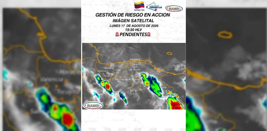INAMEH: CONDICIONES ATMOSFÉRICAS ADVERSAS SE DESPLAZARÁN EN VARIAS REGIONES DEL PAÍS